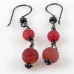 Fire Agate Oxidized Silver Earrings