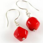 Faceted Red Coral Earrings